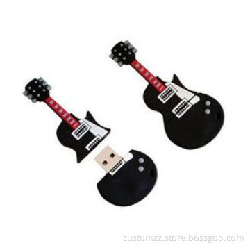 Custom USB Flash Drives Black Guitar Style , Secure USB Fla